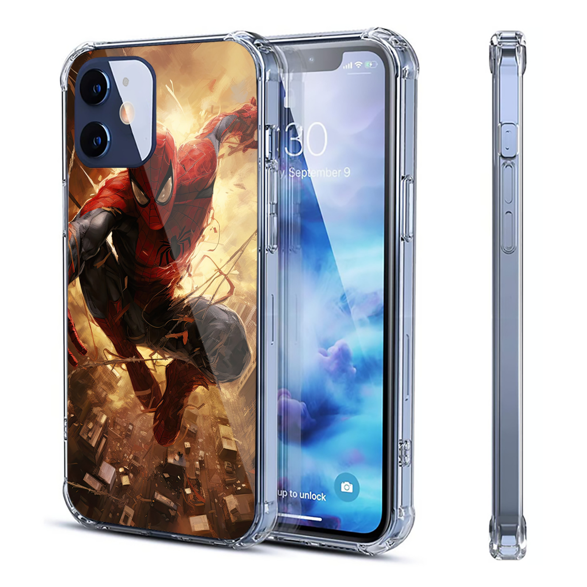 （画像用） Spider Man スパイダーマン 【iPhone 12シリーズ対応】透明スマホケース（クリアソフトケース）